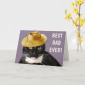 Zwarte Kat Beste Papa Ooit Vaderdag Kaart (Gele Bloem)