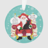 Zwarte kat bezoekt de kerstman met hilarische wens ornament (voorkant)
