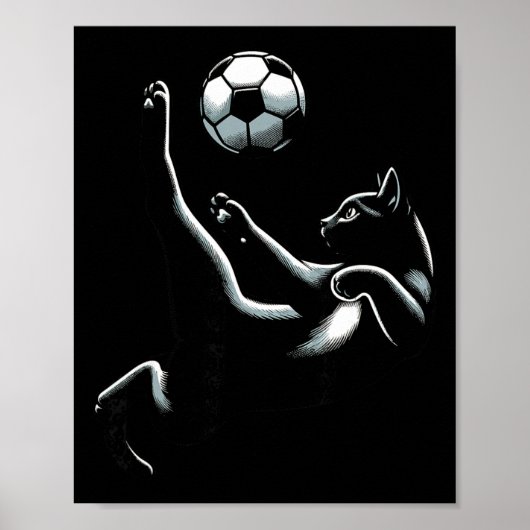 Zwarte Kat Bicycle Kick - Voetbalfans Vrouwen Mann Poster (Voorkant)