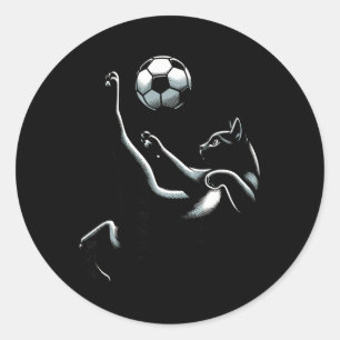 Zwarte Kat Bicycle Kick - Voetbalfans Vrouwen Mann Ronde Sticker