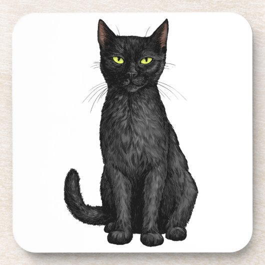 Zwarte kat bier onderzetter (Voorkant)