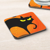 Zwarte kat bier onderzetter (Linkerzijde)