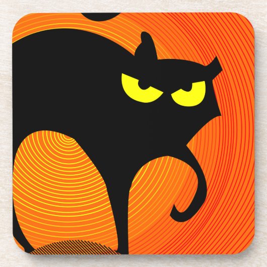 Zwarte kat bier onderzetter (Voorkant)