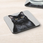 Zwarte kat bier onderzetter (Linkerzijde)