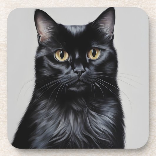 Zwarte kat bier onderzetter (Voorkant)