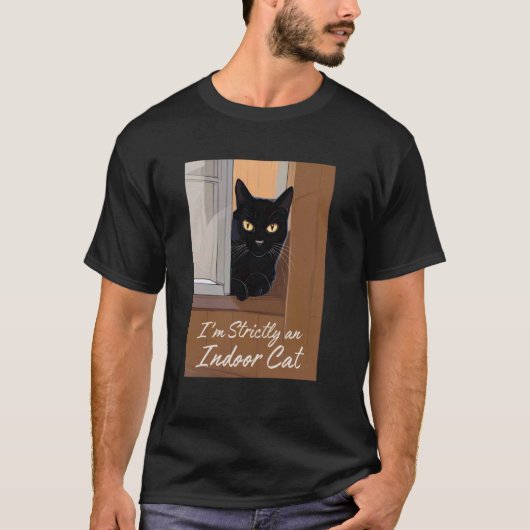 Zwarte Kat bij het Raam T-shirt (Voorkant)