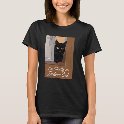 Zwarte Kat bij het Raam T-shirt (Voorkant)