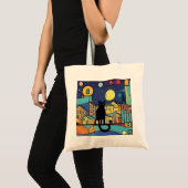 Zwarte kat bij nacht 2 tote bag (Voorkant (product))