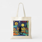 Zwarte kat bij nacht 2 tote bag (Achterkant)