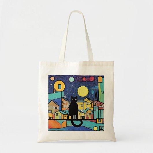 Zwarte kat bij nacht 2 tote bag (Voorkant)