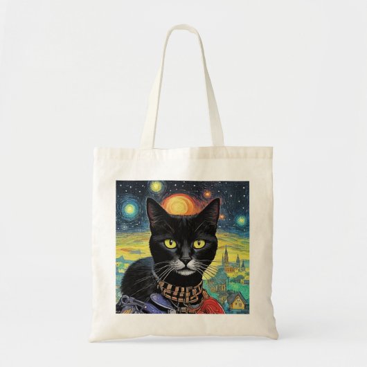 Zwarte kat bij nacht 5 tote bag (Voorkant)