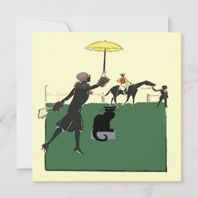 Zwarte kat bij paardenras (Voorkant)