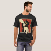 Zwarte Kat Bijt Arm T-shirt (Voorkant volledig)