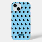 Zwarte kat (blauw) Case-Mate iPhone case (Achterkant)