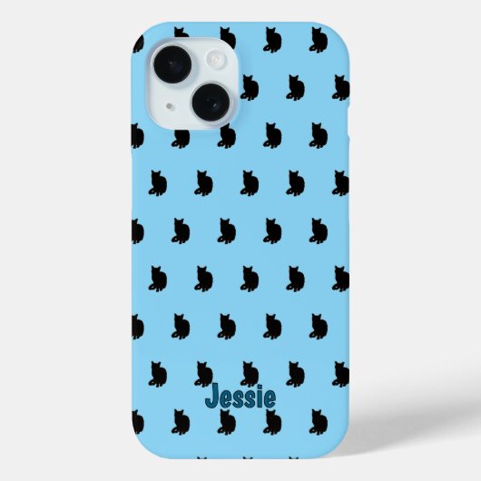 Zwarte kat (blauw) Case-Mate iPhone case (Achterkant)