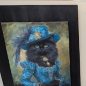 Zwarte kat Blauwe jurk Decoupage Papier Inpakpapier Vel