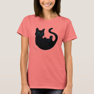 Zwarte kat, blauwe ogen. t-shirt