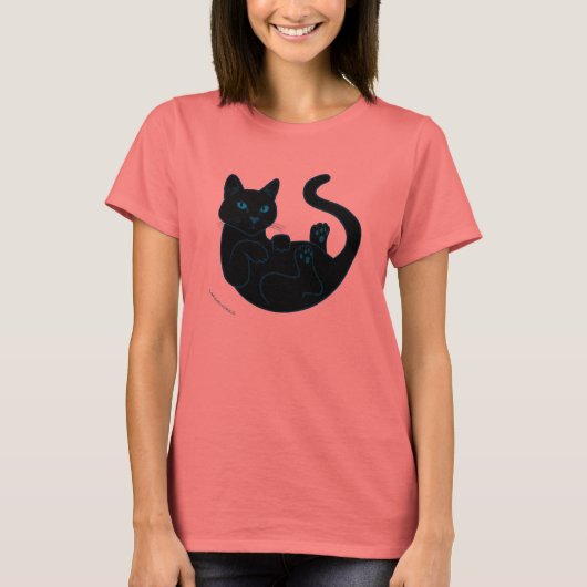 Zwarte kat, blauwe ogen. t-shirt (Voorkant)