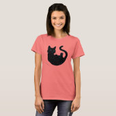 Zwarte kat, blauwe ogen. t-shirt (Voorkant volledig)