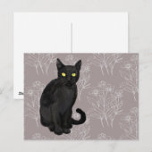 zwarte kat bloem achtergrond briefkaart (Voorkant / Achterkant)