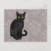 zwarte kat bloem achtergrond briefkaart (Voorkant)