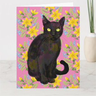 zwarte kat bloem kaart