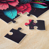 ZWARTE KAT BLOEMEN FANTASIE LEGPUZZEL (Zijkant)