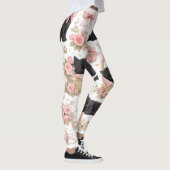 Zwarte Kat Bloemen Leggings (Rechts)