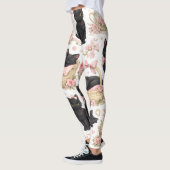 Zwarte Kat Bloemen Leggings (Links)