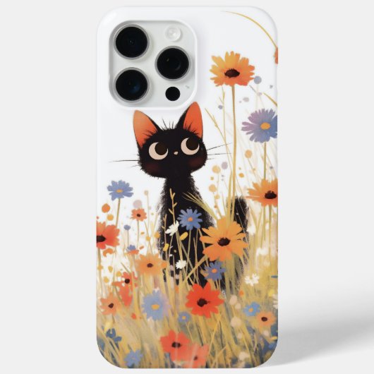 Zwarte Kat Bloemen Retreat Case-Mate iPhone Case (Achterkant)