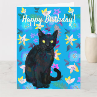 zwarte kat bloemkaart kaart