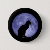 Zwarte Kat Blue Moon Button Pin (Voorkant)