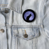 Zwarte Kat Blue Moon Button Pin (In situ)