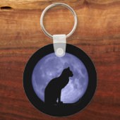 Zwarte Kat Blue Moon Sleutelhanger (Voorkant)