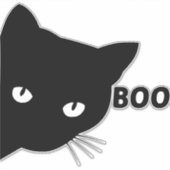 Zwarte kat boe Halloween cadeau katten Sticker (Voorkant)