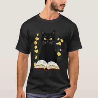 Zwarte Kat Boek Liefhebber Mystieke Lezing Hallowe T-shirt