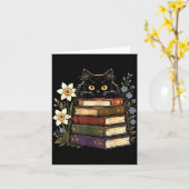 Zwarte Kat Boekenliefhebber Kaart (Gele Bloem)