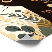 Zwarte kat boho moderne kunst poster (Hoek)