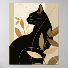 Zwarte kat boho moderne kunst poster