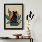 Zwarte Kat Botanische Minimale Plantenliefhebber Poster