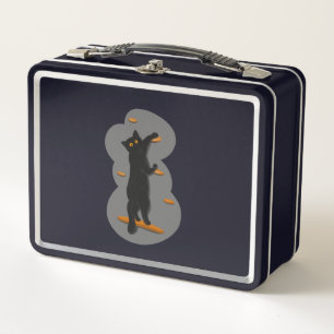 Zwarte kat boulderen Metal Lunchbox