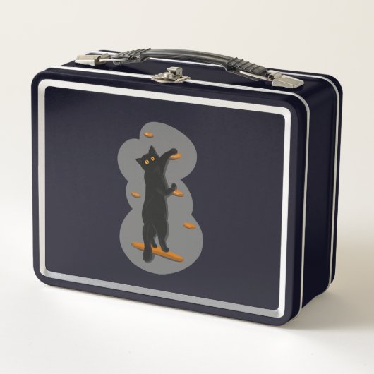 Zwarte kat boulderen Metal Lunchbox (Voorkant)