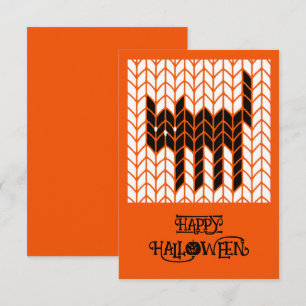 ZWARTE KAT BREI 3x5 Platte Halloweenkaart II Kaart