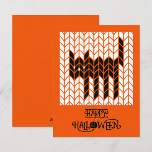 ZWARTE KAT BREI 4.25x5.5 Platte Halloweenkaart II Feestdagenkaart
