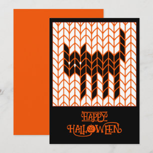 ZWARTE KAT BREI 5x7 Platte Halloweenkaart III Feestdagenkaart
