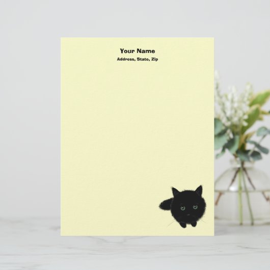 Zwarte kat briefhoofd ontwerp (Staand voorkant)