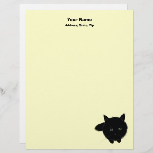 Zwarte kat briefhoofd ontwerp (Voorkant / Achterkant)