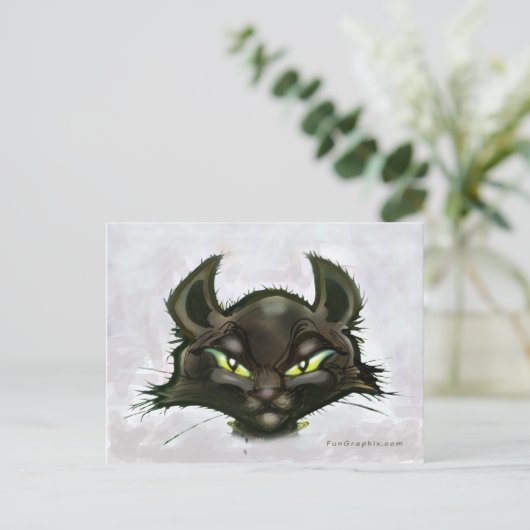 Zwarte kat briefkaart (Staand voorkant)