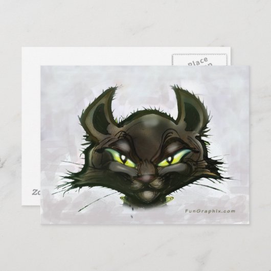 Zwarte kat briefkaart (Voorkant / Achterkant)