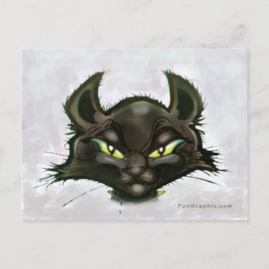 Zwarte kat briefkaart (Voorkant)